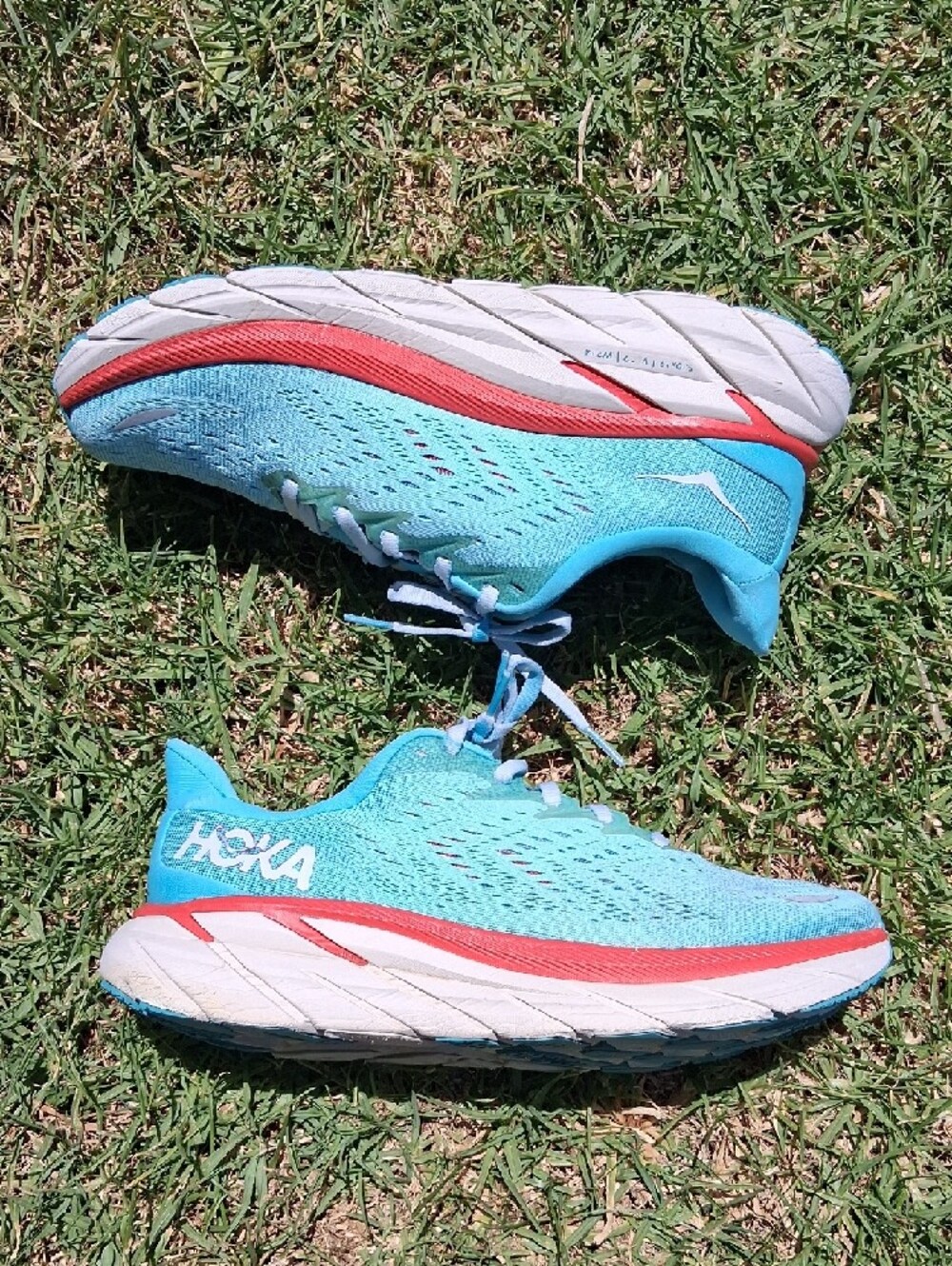 Hoka One One Women's Running Shoes - Aqua with Coral and White - Picture 5 of 13
